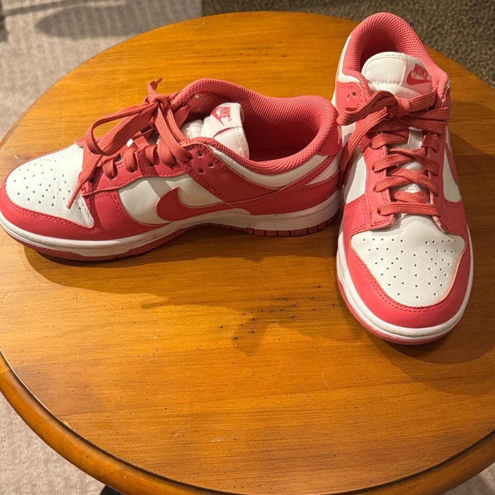 Nike Women's Hot Pink and White Dunks